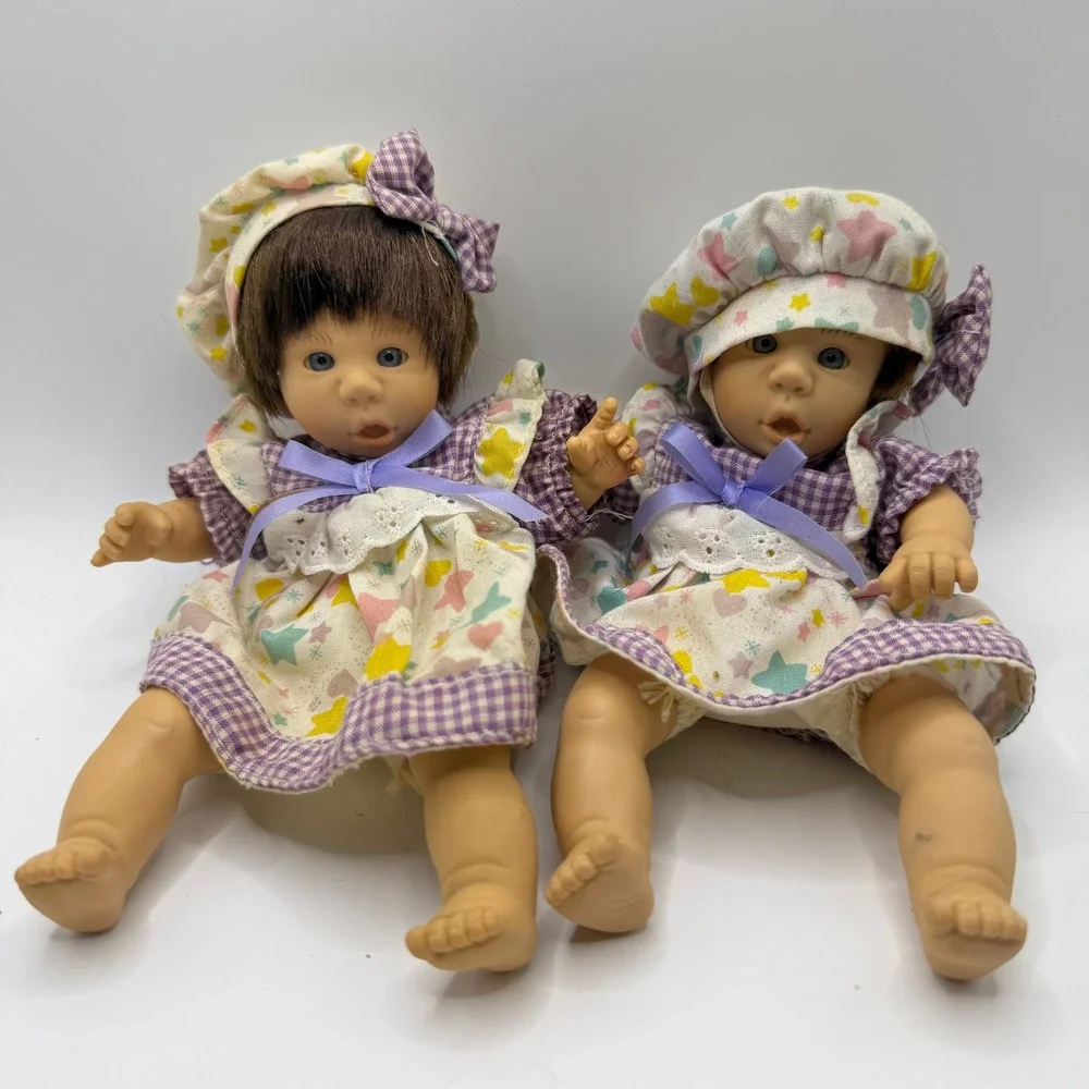 GiGo My Pals 9 inch Purple‎ Gingham Star Matching Twin Set Cottagecore